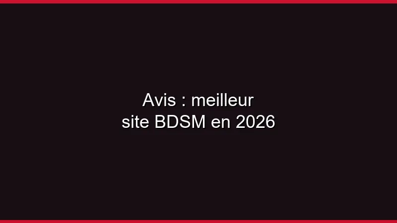 Avis : meilleur site BDSM en 2026